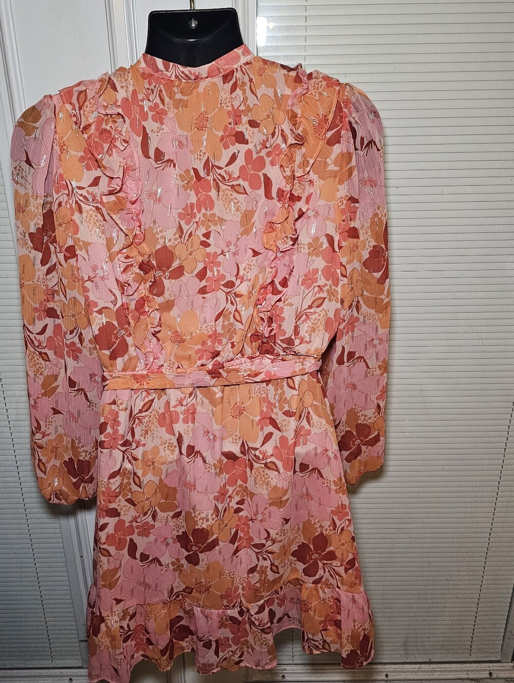 Lauren Conrad Cottagecore Dress Size Large Romantic Chiffon Ruffle - Picture 3 of 9